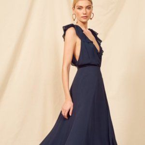 REFORMATION Peppermint Dress in Navy